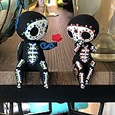 MBVBN Sugar Skull Couple Statue, Sugar Skull Figurine, Resin Crafts Cute Statue Skull - Resin Skull Statue Home Decor, Adorab