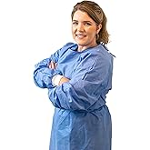 Disposable PPE Isolation Medical Gowns – Level 2, Full Back Coverage, Double Tie Closure, SMS 35g Material, Knit Cuffs, Unisex, Professional Blue for Healthcare & Lab Use (10)