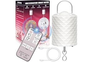 OMCCHK Disco Ball Motor with Remote, 2000mAh Battery Powered Rotating Wind Spinner Motor, Disco Ball Spinner Variable Speed & Timing, USB Rechargeable Hanging Display Motor for Baby Crib Mobile, Wind Chime