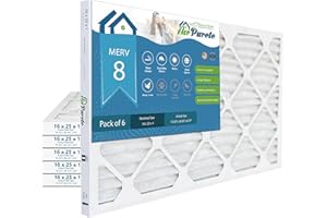 16x25x1 Furnace Filter | AirPurete AP- 3M16251 | Actual Size 15 1/2" x 24 1/2" x 3/4" | MERV 8 | Pack of 6 | Manufactured in 