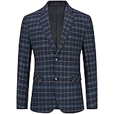 Iynnijoy Men's Plaid Blazer Casual Sports Coat Slim Fit Plaid Suit Jackets for Party Wedding