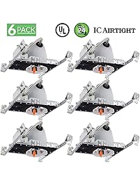 Sunco Lighting 6 Pack 4 Inch New Construction LED Light Can Air Tight IC Housing, Recessed Lights, LED Downlight, For Retrofit Kit, Electrician Prefered - UL Listed and Title 24 Certified (TP24)