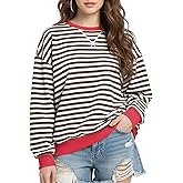 joyliveCY Women Striped Oversized Sweatshirt Long Sleeve Crewneck Shirt Fall Fashion 2025 Pullover Top Preppy Y2K Clothes Brown