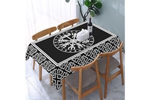 YETTA YANG Viking Celts Black and White Waterproof Picnic Party Rectangle Table Cloth Cover Decorations Fabric 54 X 72 Inches Rectangle Tablecloth Home Dining Room Kitchen Decor