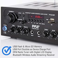 Pyle Home PTA24BT 250-Watt Compact Bluetooth Audio
