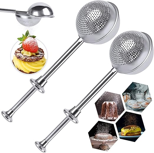 Flour Duster for Baking[Set of 2],BOBIPRO 18/8 Stainless Steel Flour