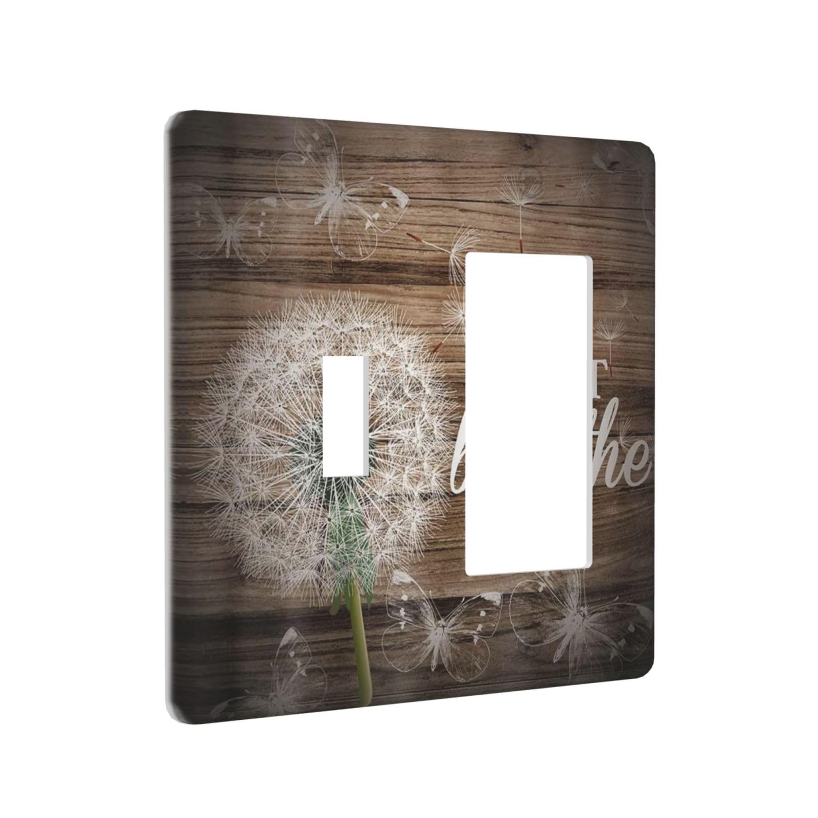 Rustic Butterfly Dandelion on Brown Wood 2 Gang