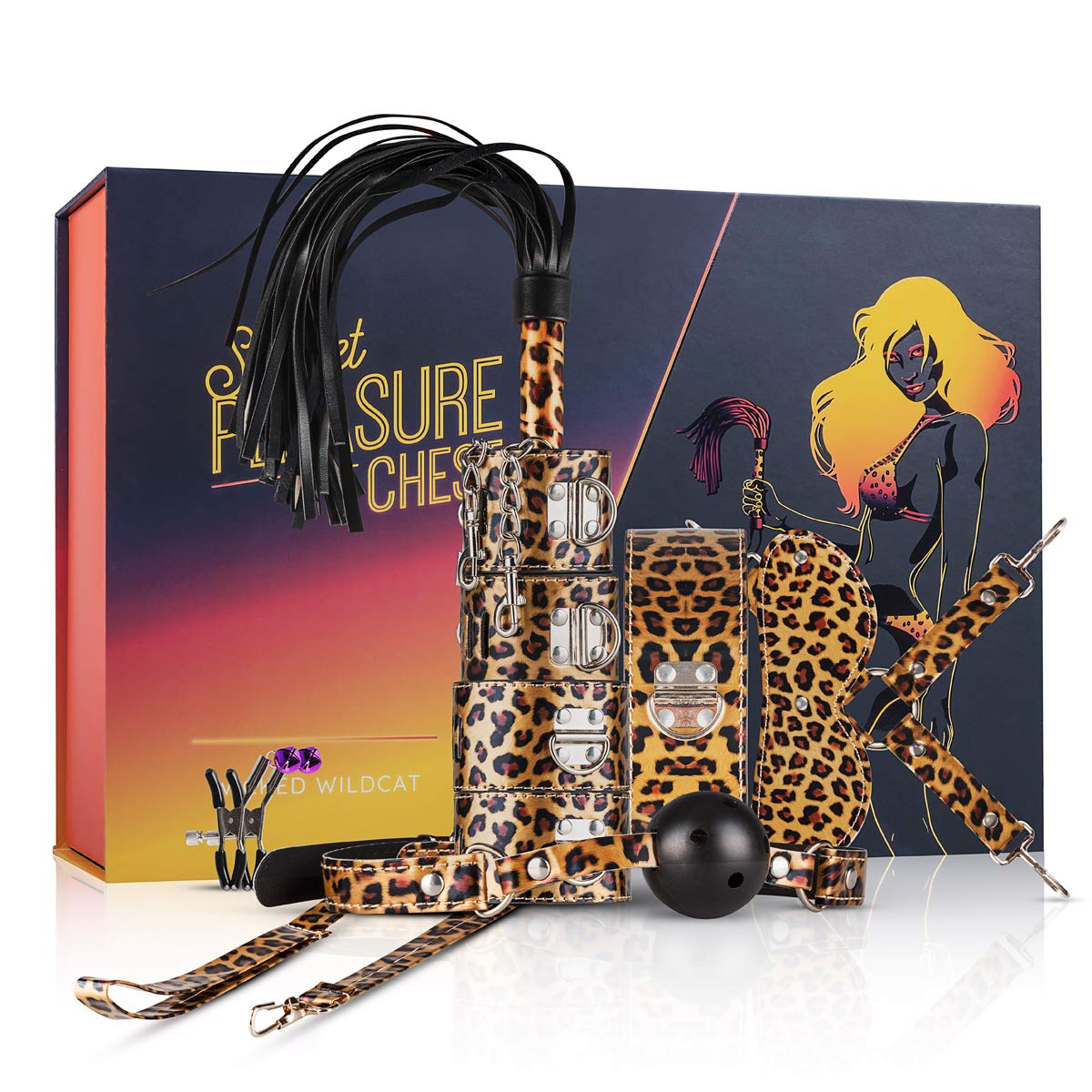 Loveboxxx Premium Deluxe Bondage Gift Set for BDSM Beginners and Professionals, Leopard Print, 9 Piece