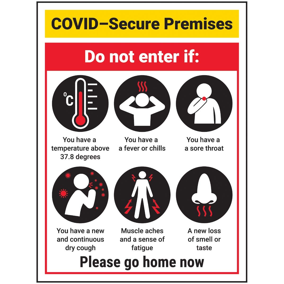 V Safety COVID-Secure Premises - Do Not Enter - 150mm x 200mm - 1mm Rigid Plastic