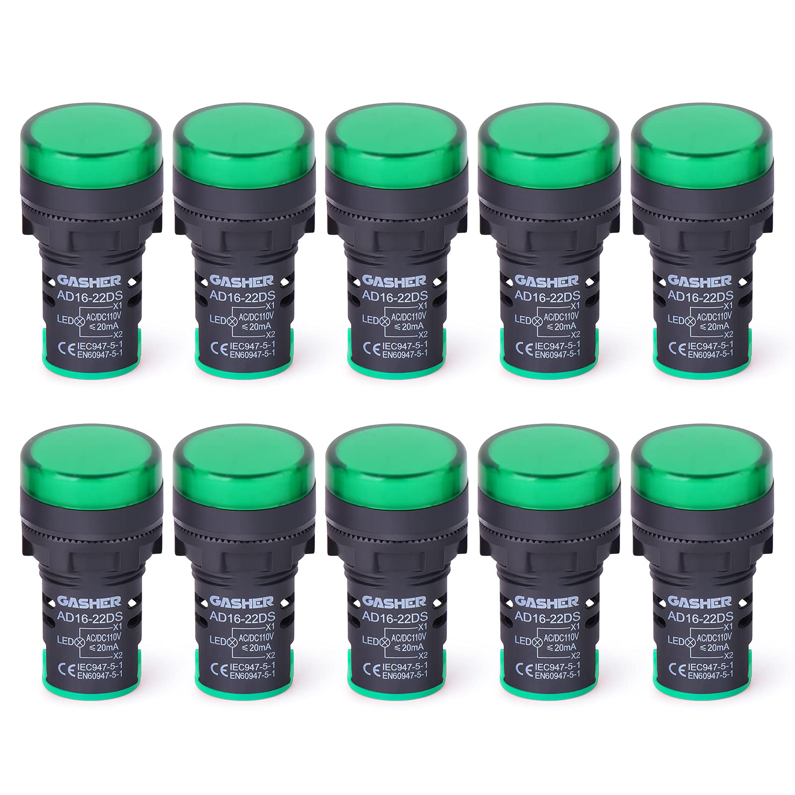 GASHER 12V/24V/110V 20mA Energy Saving Indicator