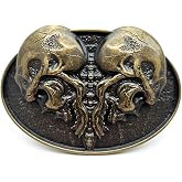 FRTLSL Western Belt Buckles Men Women, Vintage Skull Moth Gothic Rodeo Cowgirl Cowboy Belt Buckle