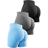 YNNTHY Women's 3 Piece Workout Shorts Scrunch Butt Lifting High Waist Gym Biker Shorts Seamless Ruched Booty Yoga Shorts S-XL