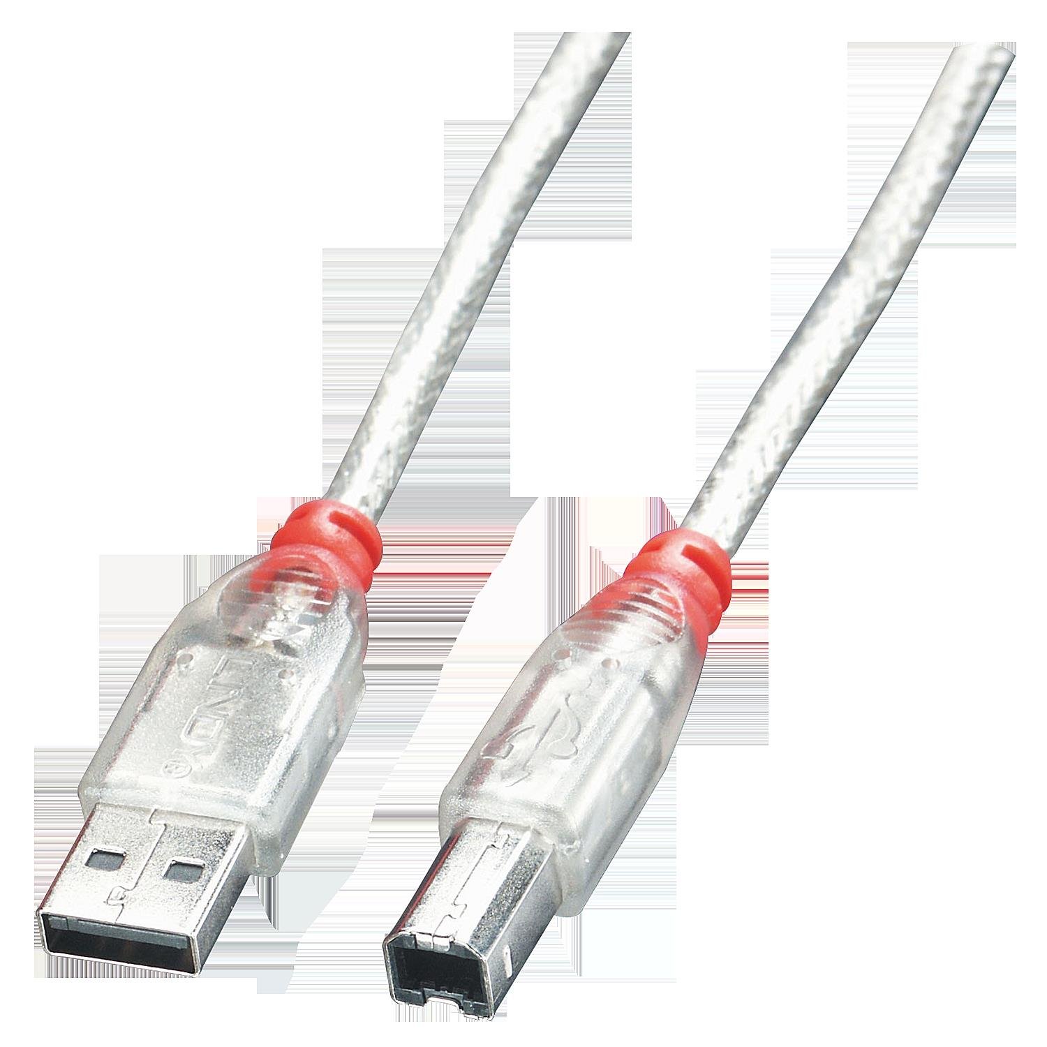 Lindy 0.5m USB 2.0 Cable - Type A To B, Transparent