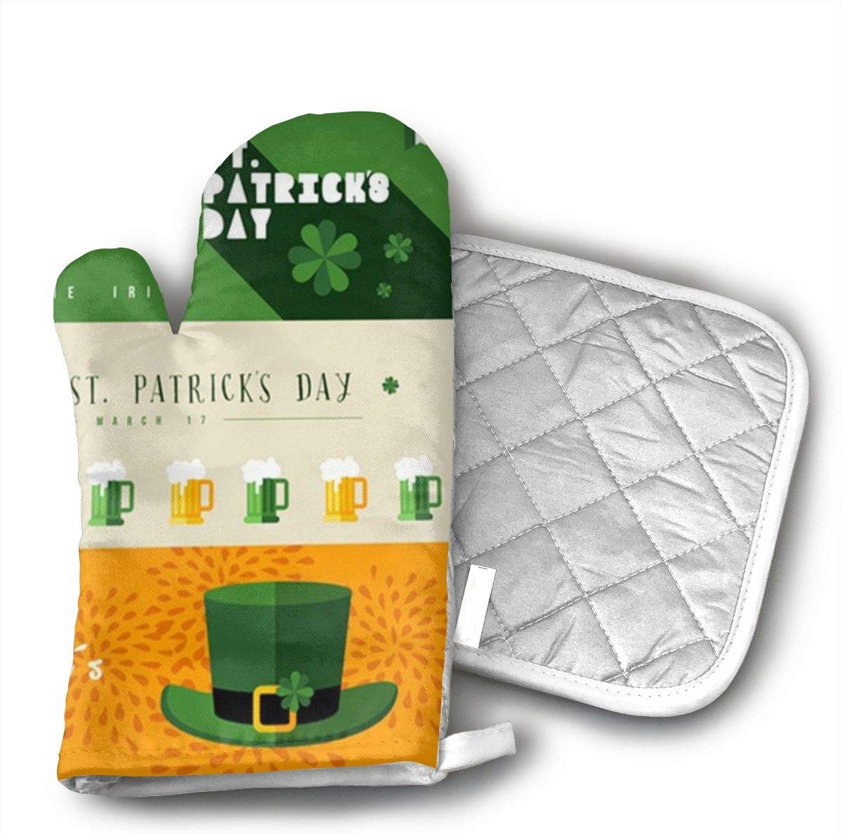 not Happy St Patricks Day Oven Mitts,Professional Heat Resistant Microwave Oven Insulation Thickening Gloves Soft Inner Lining Kitchen Cooking Mittens