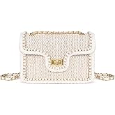 OWGSEE Straw Crossbody Bags for Women, Summer Fashion Straw Purses and Handbags Shoulder Raffia Clutch Bag with Pearls