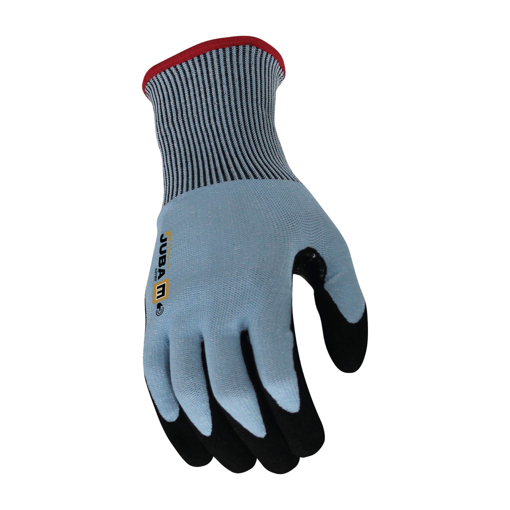 Juba High Cut Resistance Safety Work Gloves with K-ROCK® Textile Fibre - Made with Fibreglass and Steel Yarn Coated on Sandy Nitrile Foam on the Palm - Touchscreen Compatible (8)