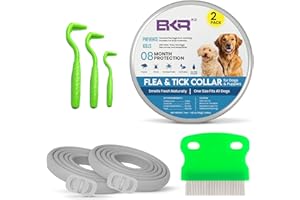 BKRMART Dog Flea Collar 2 Pack 8-Month Protection Waterproof Natural Flea Collar for Dogs Safe and Effective Includes Flea Comb and Tick Removal Tool Adjustable Size for All Dogs & Puppies
