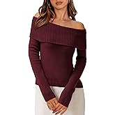 PRETTYGARDEN Off The Shoulder Sweater for Women 2026 Fall Fashion Cute Long Sleeve Tops Winter Ribbed Pullover Knit Outfits