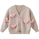 Riclena Girls Cardigan Sweater V-Neck Long Sleeve Cute Front Button Knit Sweetheart Sweaters