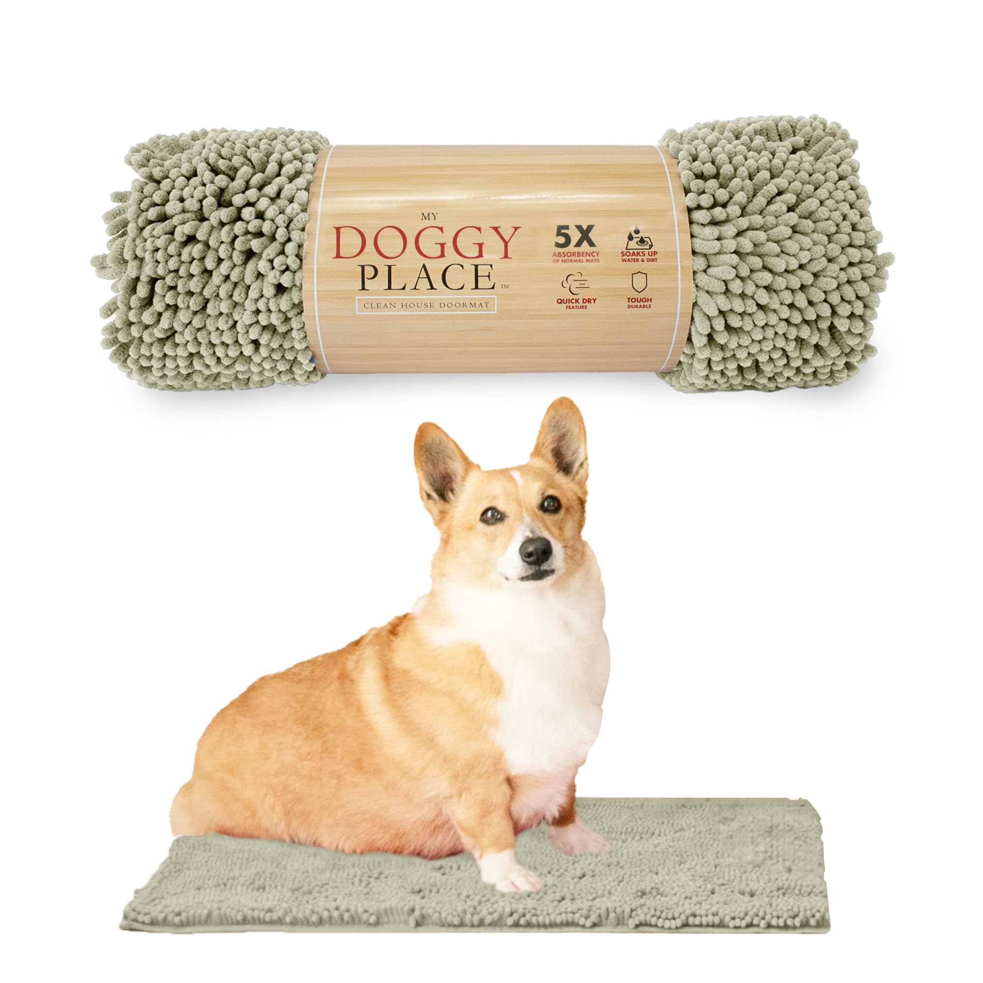 My Doggy Place - Microfiber Door Mat - Soft and Plush Pet Mat for Every Room of The House - Dirt and Water Absorbent Mat - Washer & Dryer Safe Non-Slip Mat - Oatmeal - S - 18 x 24 in