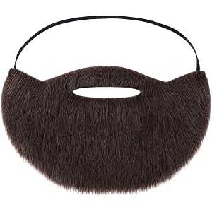 Fake Beards, Brown Costume Beard Facial Hair for Men Halloween Cosplay | Mustache Costume, Realistic Fake Facial Hair For Men