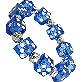 Dice Bunco Casino Bracelet for Women, Plastic Beaded Jewelry, Birthday Gift for Her, Blue 1 Pc