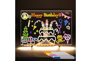 CIBOTIES LED Note Board with 7 Colors, Lumi Dry Erase Board with Light, Light-Up Message Note Board with Stand as Night Light for Room/Store/Office/Festival/Gift,12" x 8"