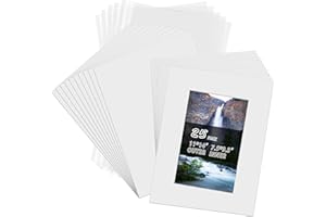 11x14'' White Mat Board Kit for 8x10'' Photos or Pictures-Pack of 25,Acid Free 4-Ply Beveled Pre-Cut Core with Backing Board 