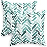 CaliTime Throw Pillow Covers Decorative 18 X 18 Inches Pack of 2 Cozy Fleece Abstract Brushwork Arrow Cushion Cases for Couch Bed Sofa Farmhouse Decoration Teal Green