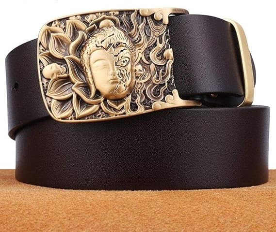 メンズジーンズベルトスムースバックル牛革本革ベルトヴィンテージブランドウエストバンドストラップベルト男性用 メンズ 通販 Amazon