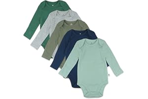 HonestBaby baby-boys 5-pack Long Sleeve Bodysuits One-piece 100% Organic Cotton for Infant Baby Boys