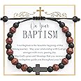 Lanqueen Wooden Beads Cross Bracelet for Baptism/Communion/Easter/Son/Grandson Bracelet Gifts for Little Boys