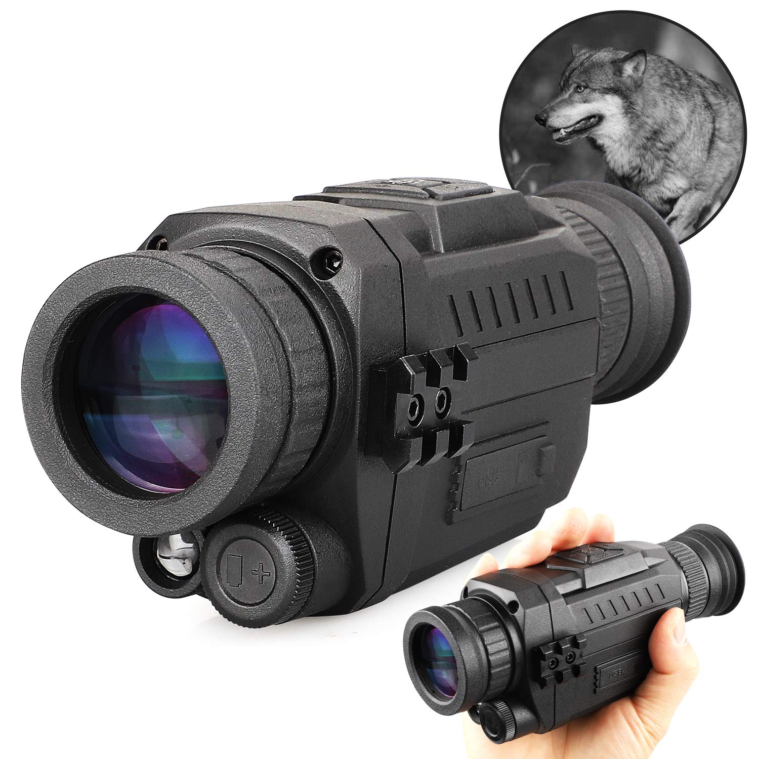 Night Vision Monocular 5x35mm Digital zoom 8x Infrared Hunting Scope with Memory Card, Record Day or Night IR Image & Video for Wildlife Up to 200m/656ft in darkness