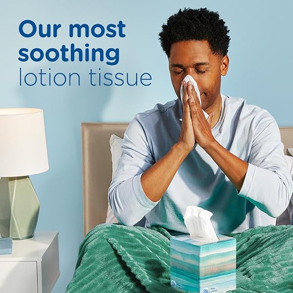 PUFFS PLUS LOTION FACIAL TISSUES, 1 FAMILY BOX, 124 TISSUES PER BOX, ALLERGIES AND COLDS