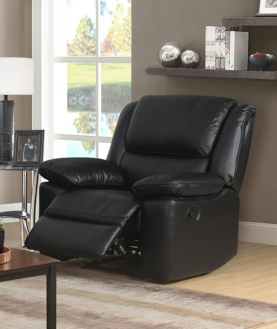 SC Furniture Ltd Black High Grade Leather Manual Reclining Recliner
