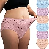 Feihtl Womens Underwear Cotton Plus Size Briefs XL-5XL Ladies Panties Mid High Waist Full Coverage Undies 6 Pack