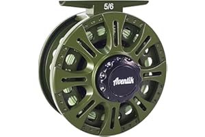 Aventik HVCE Graphite Fly Reel Center Drag System Classic III Graphite 3/4, 5/6, 7/8wt Large Arbor Freshwater Fly Fishing Ree