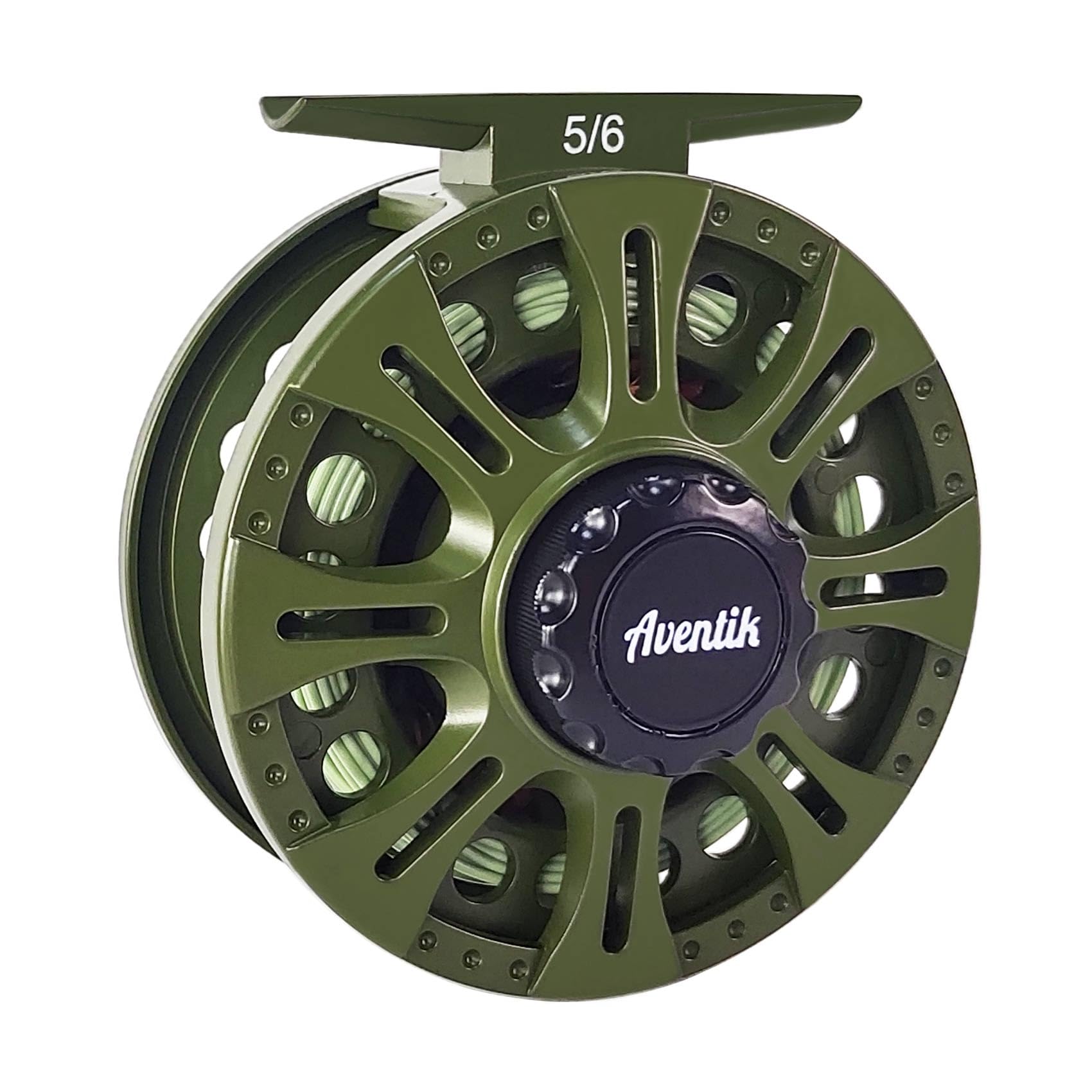 Photo 1 of Aventik HVCE Graphite Fly Reel Center Drag System Classic III Graphite Large Arbor Sizes 3/4, 5/6, 7/8wt Fly Fishing Reels with Line (5/6 with Line)