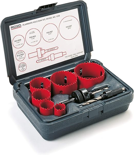 Ridgid 81490 Kit, 1248 Plumber Hole Saw Hole Saw Arbors