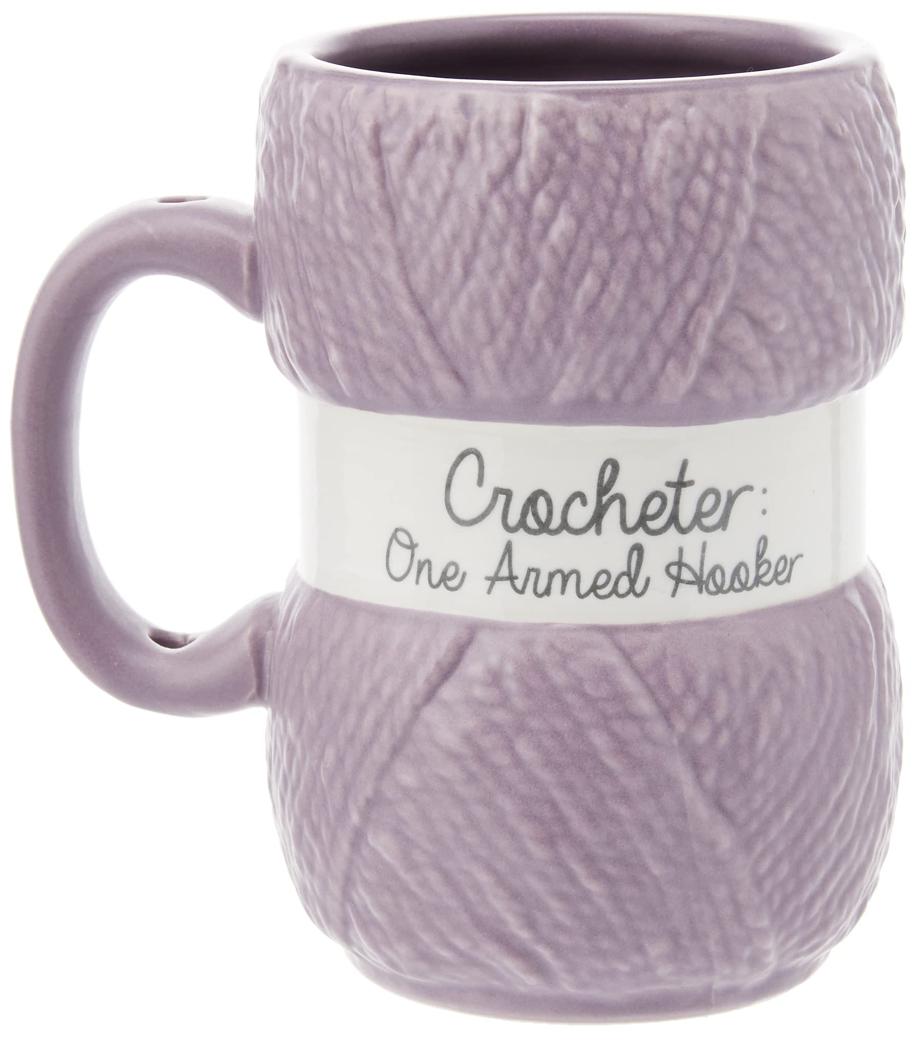 Boxer Gifts Funny Crochet Gift Mug – One Armed Hooker - Ball of Wool Yarn Detailing - Novelty Crochet Accessories for Crocheters, Purple