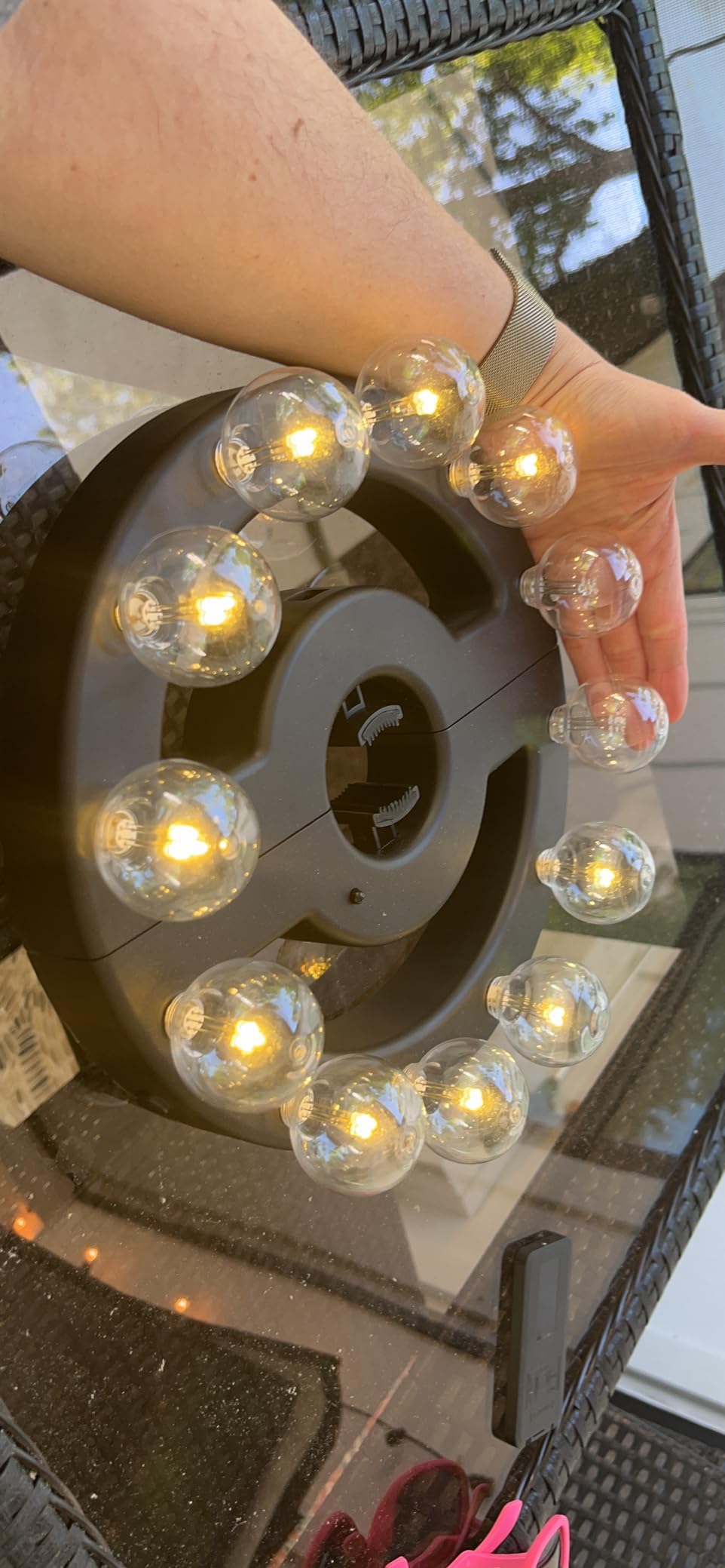 ZHONGXIN Umbrella Light, Outdoor LED Lights with Remote Control, 12 Warm White G40 LED Bulbs, Battery Operated, Wireless, for Patio Umbrellas or Camping Tent