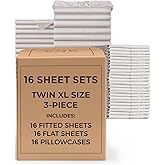 Bulk Case Pack of 16 Sheet Sets - (16) Complete Sheet Sets - Bulk Twin XL Bedding - Wholesale Case Pack for Hotels & Airbnbs - Deep Pocket & Wrinkle Free - Cooling & Breathable - Twin XL, Light Grey