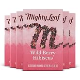 Mighty Leaf Wild Berry Hibiscus Herbal Tea Bags, Caffeine-Free, Elderberry, Blueberry, and Strawberry Flavors, 90 Count (6 Boxes of 15 Bags)