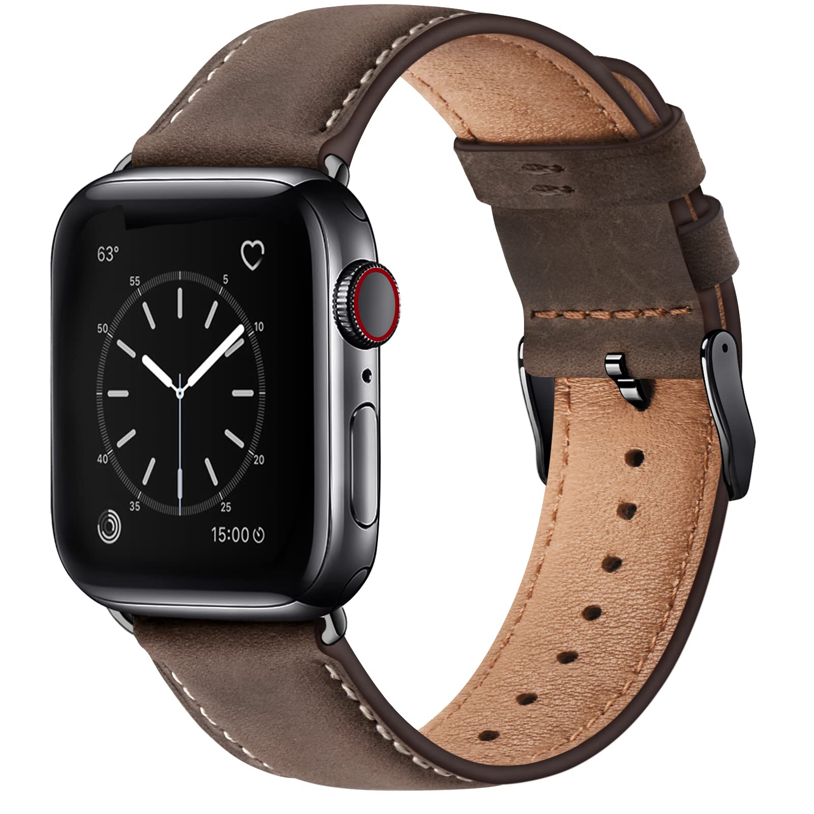 WFEAGL Leather Strap Compatible Apple Watch Straps 44mm 45mm 49mm 46mm(Series 11 10) 42mm(Series 1 2 3),Genuine Leather Replacement Strap Men Women for iWatch Series 11 10 9 8 7 6 5 4,SE,Ultra 3/2/1