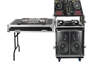 BAIODNB 12U PA DJ Rack with DJ Table Top,DJ Work Table, Casters, Pro Tour Grade, Audio Rack/Road Case Vertical Rack Recording Studio Cabinet Racks for DVD Players, DJ Signal