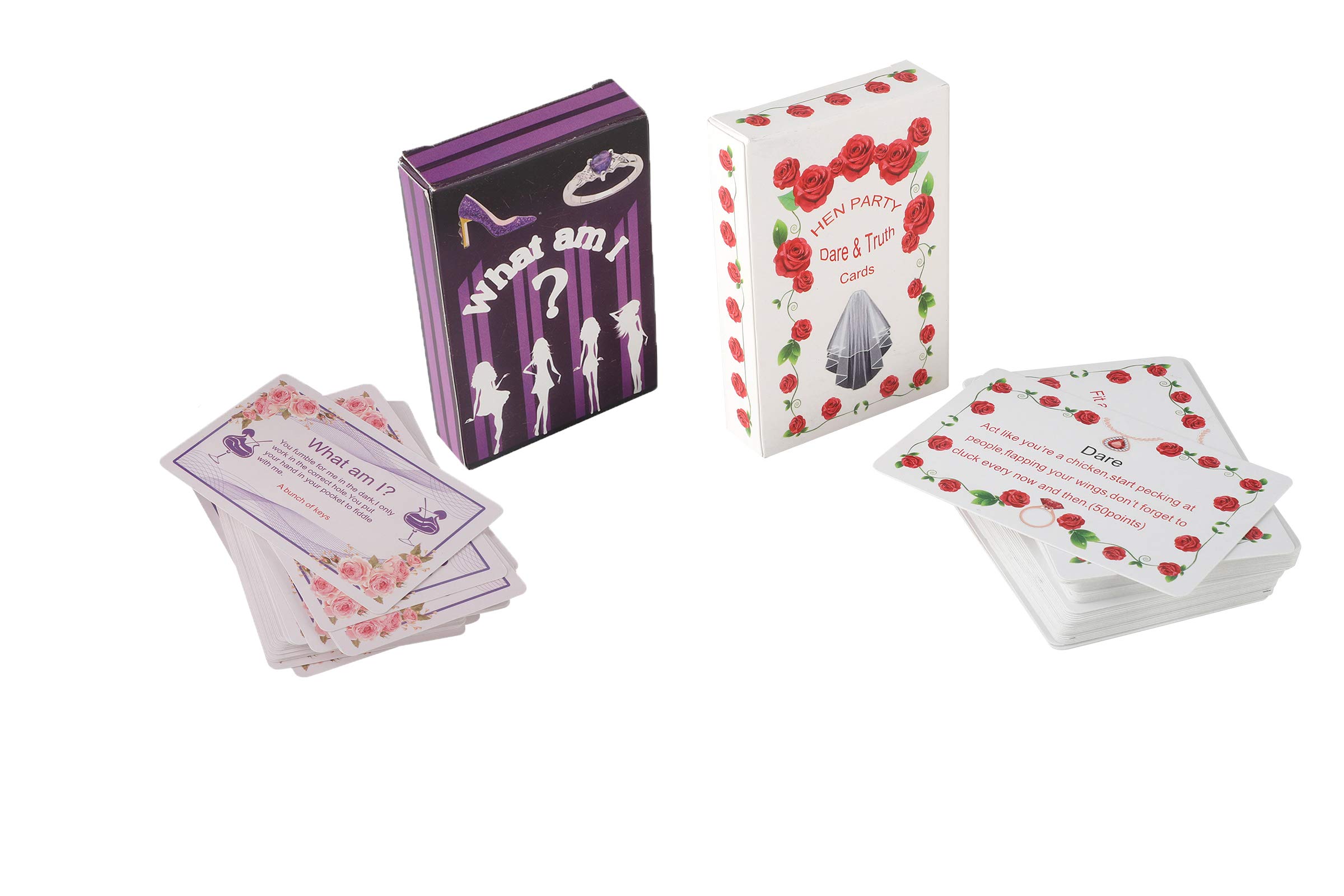 innobase Hen Night Party Girls Night Out Games - Dare & Truth / WHAT AM I Cards, Hilarious Hen Party Dare Cards Hen Night Fun Games for Adults Team Bride To Be bridal shower, 2 Games