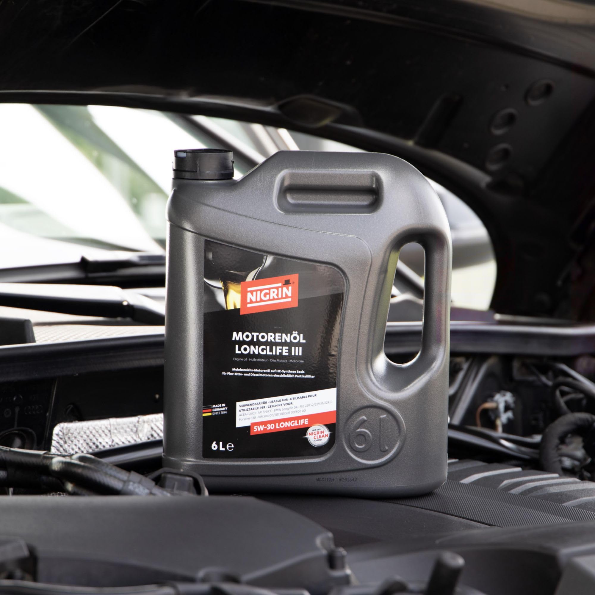 NIGRIN Motorenöl 5W-30 LongLife III | 6 Liter | für Pkw- Otto- und Dieselmotoren einschließlich Partikelfilter, Mehrbereichsmotoröl auf HC-Synthese Basis, VW 504 00/507 00/503 00/506 00 8