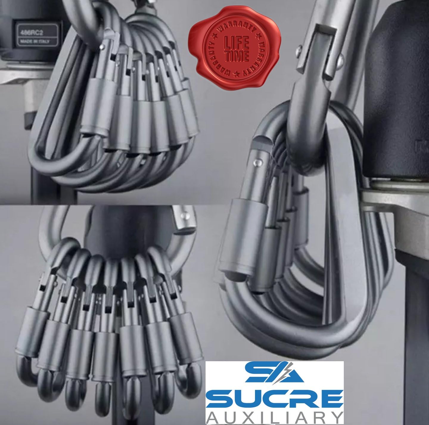 Sucre Auxiliary ® Aluminium Carabiner D-Ring Key Chain Clip Snap Hook Karabiner Camping Keyring