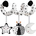 GKDOMS Baby Spiral Hanging Stroller and Car Seat Toys Black and White High Contrast Sensory Toy Newborn Plush Activity Toys Party Favors Baby Gifts for Baby Shower New Year Valentine's Day-Bug