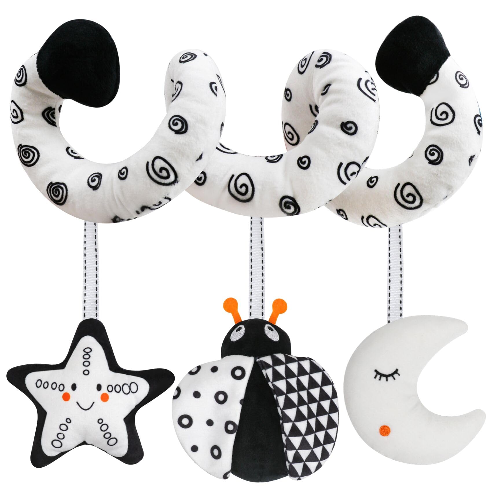 Photo 1 of GKDOMS Baby Spiral Hanging Stroller and Car Seat Toys Black and White High Contrast Sensory Toy Newborn Plush Activity Toys Party Favors Quality Gifts for Baby Shower -Bug